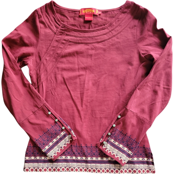 Shanghai Tang Tops - SHANGHAI TANG | 💯% COTTON WITH JEWELED BUTTON LONG SLEEVE TEE